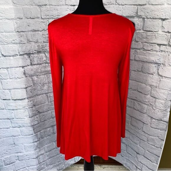 Azules scoopneck cold shoulder Longsleeve blouse red sz S women - Picture 8 of 8